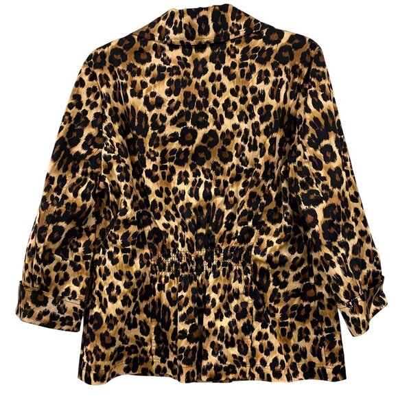 Charter Club leopard Print Button-Up Jacket With 3/4 Sleeves Coastal Grandma - Picture 6 of 7